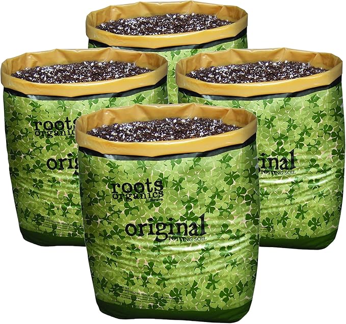 Roots Organics Rod Hydroponic Gardening Ready-to-Grow Coco Fiber-Based Potting Soil, 1.5 Cubic Feet/10 Gallon for Plants (4 Pack)