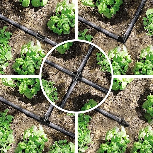1/4 Inch Drip Irrigation Fittings Kit：200 Pieces Drip Irrigation Parts with Sharp End for 1/4" Drip Tubing Barbed Connectors for Home Garden 85 Couplings 60 Tees 20 Elbows 25 Plugs 10 Crosses