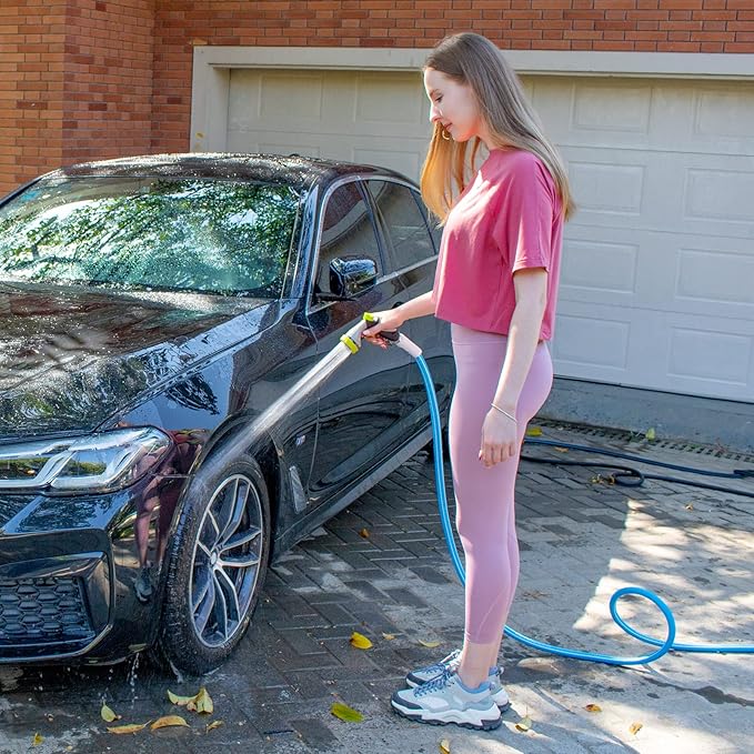 Fevone Garden Hose 100 ft, Heavy Duty Water Hose, Hybrid Polymer, Kink Resistance, Lightweight, Flexibility, Durability, Leak Free, Aluminum Fittings, 3/4" GHT, 5/8" ID, 600 Psi, Drinking Water Safe