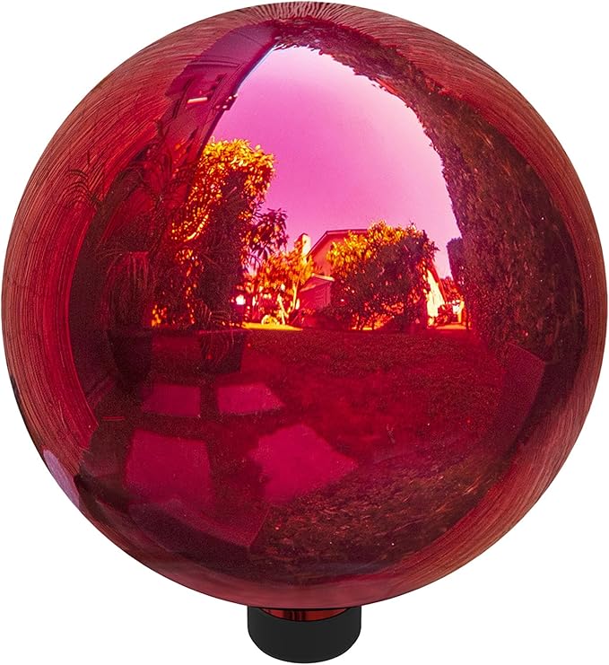 Alpine Corporation 10" Diameter Indoor/Outdoor Glass Gazing Globe Yard Decoration, Red