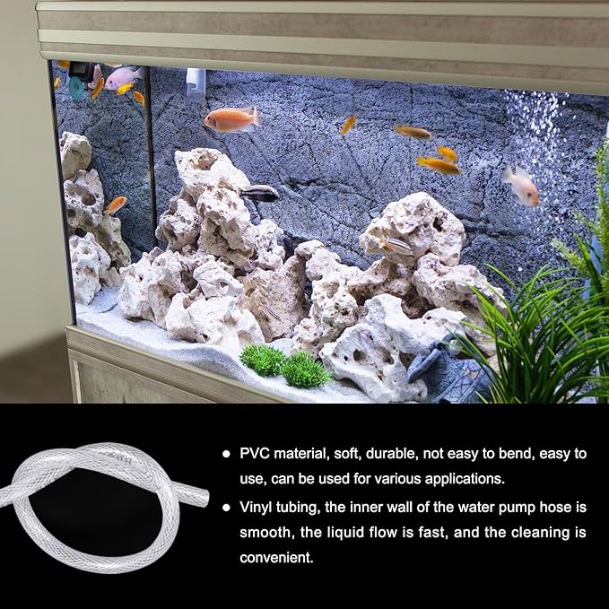 3/8" x 1/2" Braided Clear Plastic PVC Tubing 10ft High Pressure Flexible Reinforced Vinyl Tube, [for Garden Irrigation, Water Hose, Fish Tank, Water Transfer] - 9.5x12.7mm