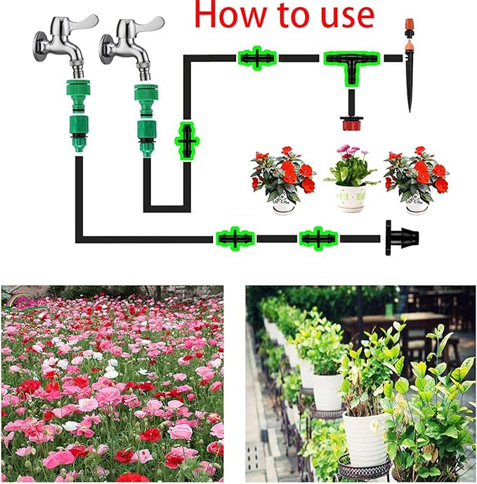 HOINCO 300Pcs Barbed Connectors Irrigation Fittings Kit, Drip Irrigation Barbed Connectors for 1/4 Inch Tube, for Flower Pot Garden Lawn (Elbows, End Plug, Straight Barbs, Tees, 4-Way Coupling)