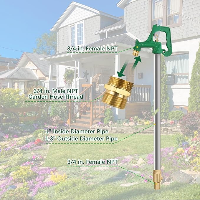Frost Proof Yard Hydrant,Freeze Proof Outdoor Faucet Frost Free Hydrant for Yard Garden Farm Pasture Irrigation,Water Faucet 3/4" Pipe Connection,4.25ft Total Length 24” Bury Depth
