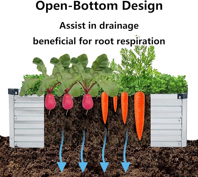 2 Pack 8x2x1FT Galvanized Raised Garden Beds Kit Outdoor Metal Gardening Planter Box for Vegetable Elevated Flower Herbs,Gray