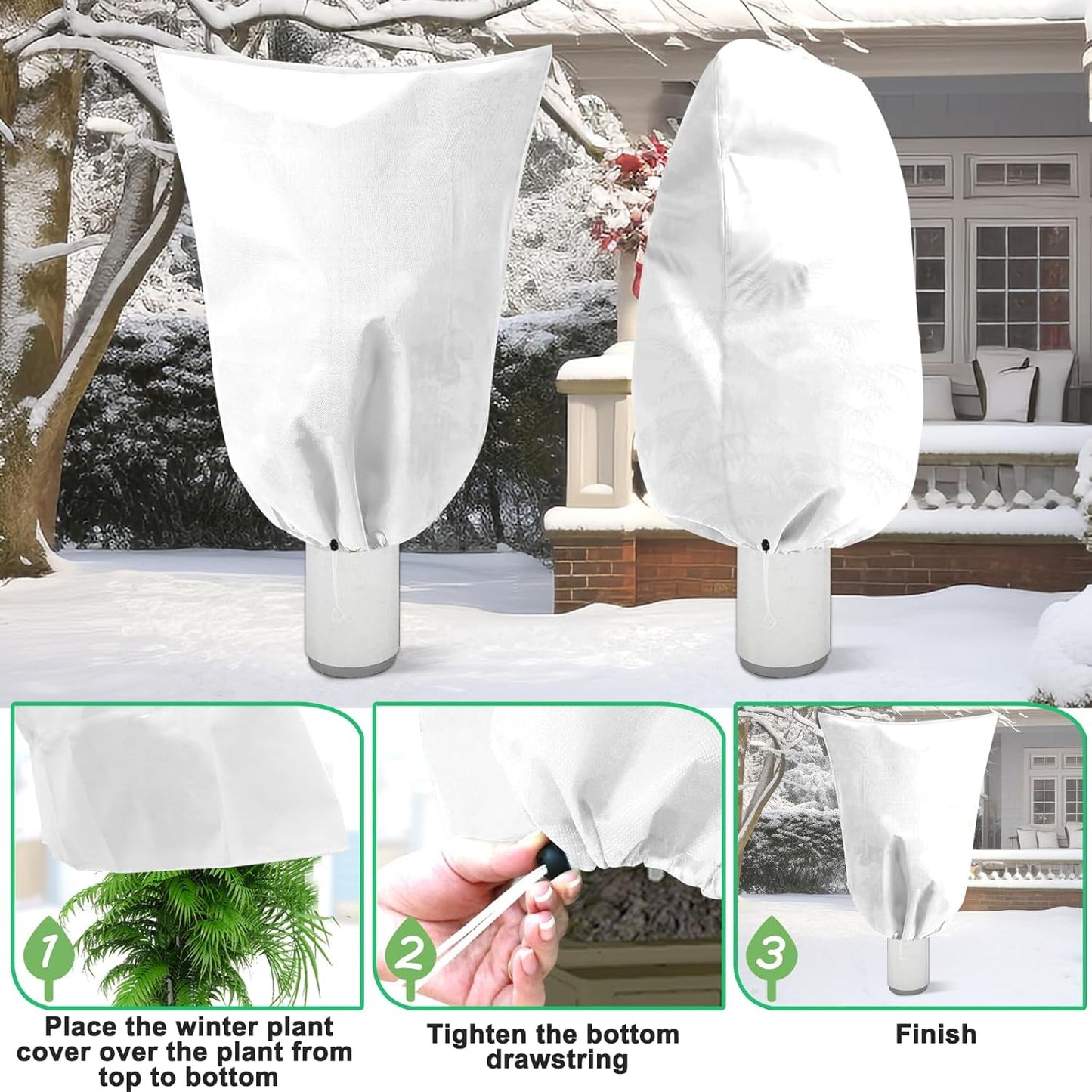 DQS 2 Pack Plant Covers Freeze Protection, 39.3" x39.3" Winter Frost Protection Blankets Frost Cloth,Suitable for Outdoor Winter Frost, Cold Weather, shrubs, Trees, Jackets, and coverings