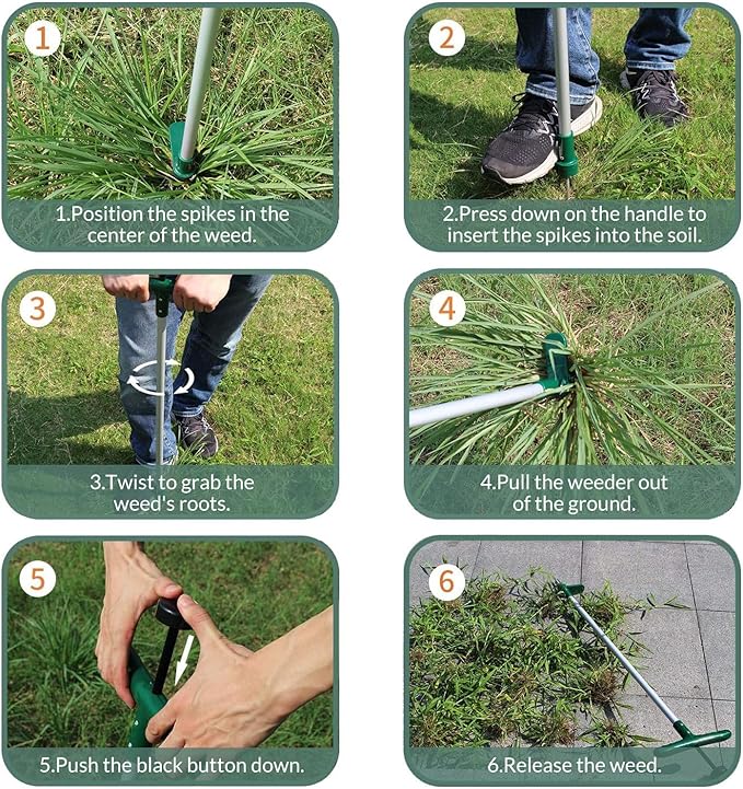 Walensee Weed Puller, Stand Up Weeder Hand Tool, Long Handle Garden Weeding tool with 3 Claws, Hand Weed Hound Weed Puller for Dandelion, Standup Weed Root Pulling Tool and Picker, Grabber (1 pack)