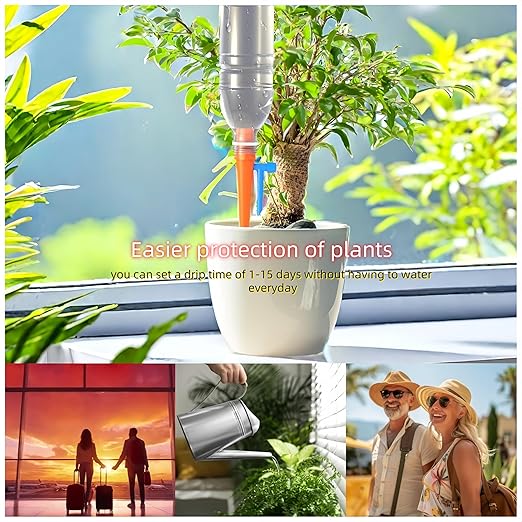 14Pcs Upgrade Plant Self Watering Spikes,Potted Plant Drip Irrigation Slow Automatic Release,Adjustable Watering System Devices with Control Valve Switch for Outdoor Indoor Plants (7 Green + 7Orange)