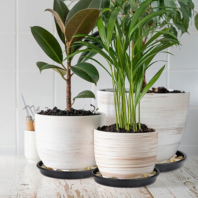 9 Packs Black Plant Saucers (6 inch /8 inch /10 inch) inch Plastic Plant Trays Thicker Sturdier Plant Pot Saucers Stronger Flower Pot Tray for Indoor Outdoor- Black