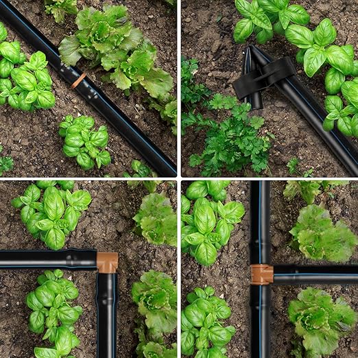 Drip Irrigation Fittings Kit for 1/2" Tubing, 24 Pieces Drip Line Barbed Connectors for 1/2 Inch Irrigation Tubing Includes 6 Couplings 6 Tees 6 Elbows 6 Plugs