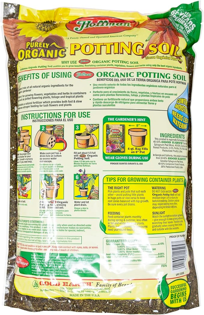 Hoffman 12508 Organic Potting Soil, 8 Quarts
