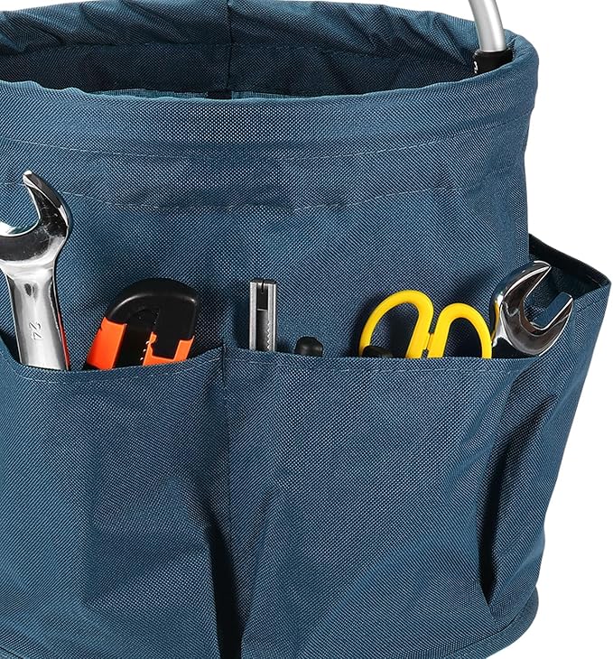 HARFINGTON Garden Tool Bag 17L Large Oxford Waterproof with Pockets Garden Tote Bag Gardening Plant Tool Organizer Storage Carrier Store for Outdoor Women Men, Navy Blue