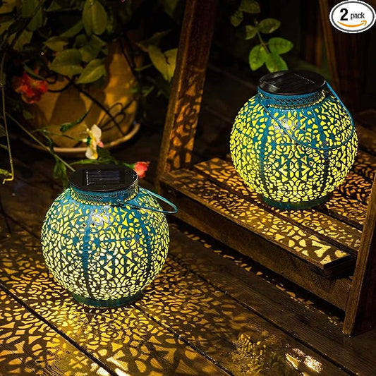 TAKE ME Solar Lanterns Outdoor Lights Waterproof Garden Lanterns for Patio,Outside Mothers Day Gifts Mom Wife Grandma Birthday Gifts [Set of 2]