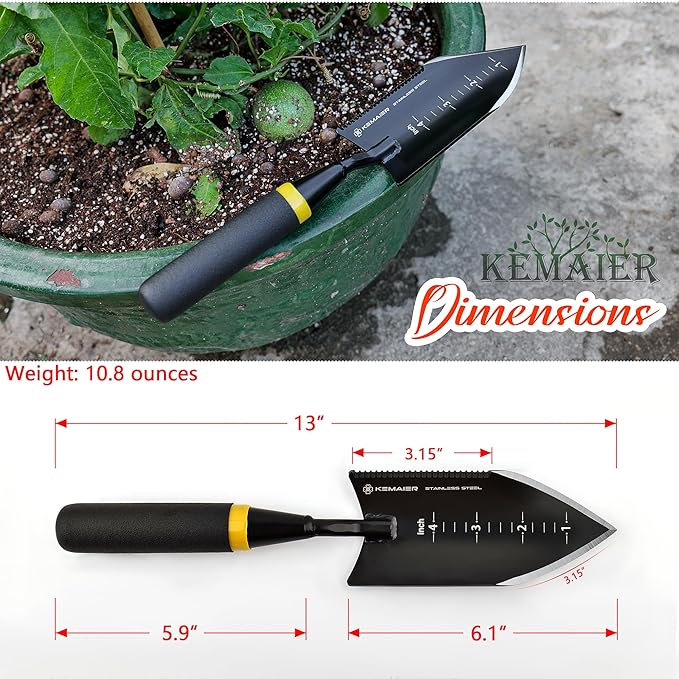 3 - in - 1 Garden Tool Set, Heavy - Duty Stainless - Steel Large Trowel, Transplant Serrated Shovel, and Dandelion Weeder, Suitable for Garden Weeding, Soil Loosening, and Bulb Planting