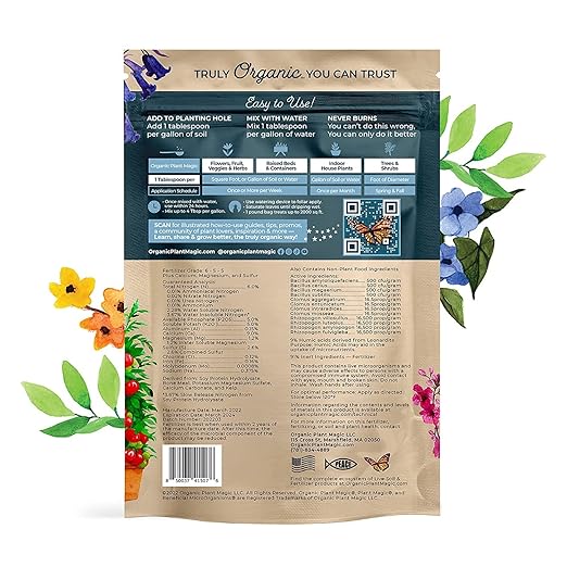 Organic Plant Magic - Truly Organic™ Fast-Acting Soluble Plant Food: All-Purpose Fertilizer Concentrate for All Flower Vegetable Herb Fruit Tree Shrub Container Garden & House Plants [Two 1 lb Bag]