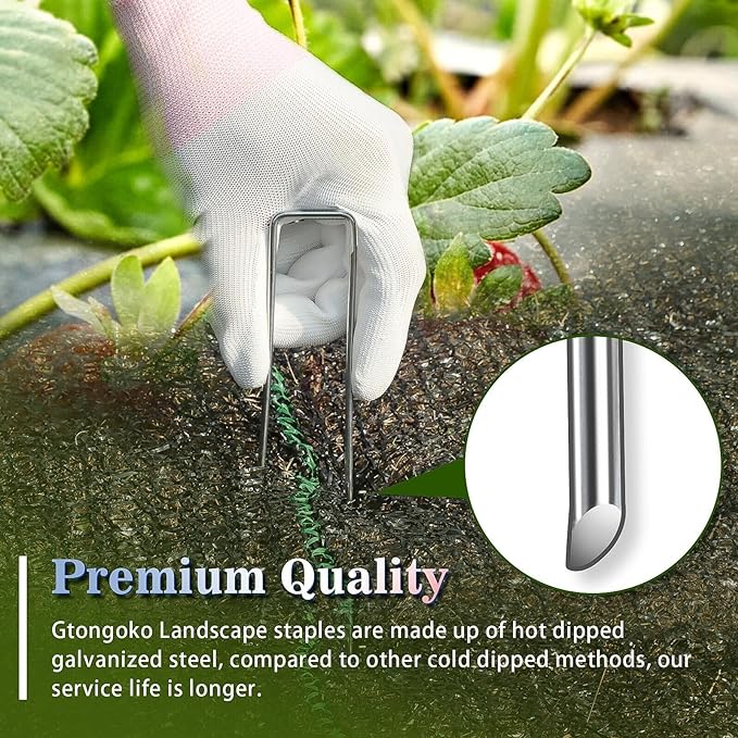 Gtongoko 200 Pack Galvanized Landscape Staples Garden Stakes Plant Cover Stakes 6 Inch 11 Gauge SOD Staples Fence Stakes Ground Stakes for Landscaping Securing Weed Barrier Fabric