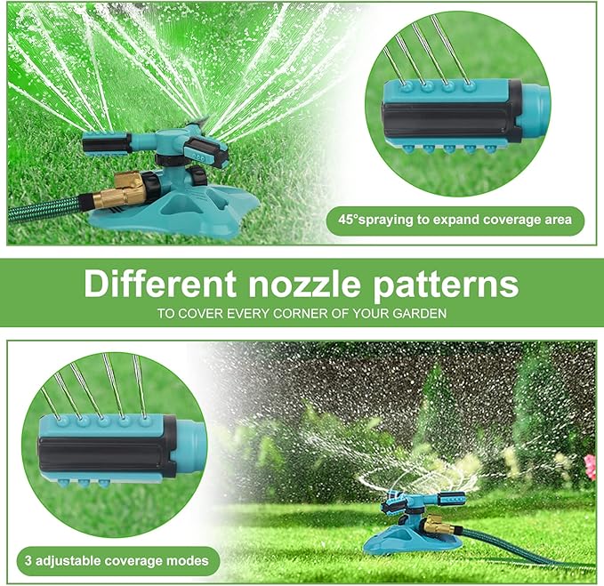 Lawn Sprinkler,Upgrade Garden Sprinkler Automatic 360 Degree Rotating Irrigation Grass Water Sprinkler System, Garden Hose Sprinkler for Yard/Built in 36 Units-2Pack(Blue)