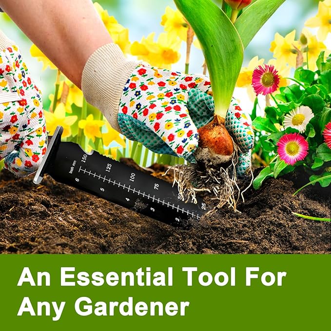 Hori Hori Garden Knife + Oxford Sheath, Gardening Hand Tool Weeding Knife for Weeding Planting Digging, Inch Markings, Serrated Edge Blade, Guard Plate, Metal Rivet Wooden Handle, Hanging Hole