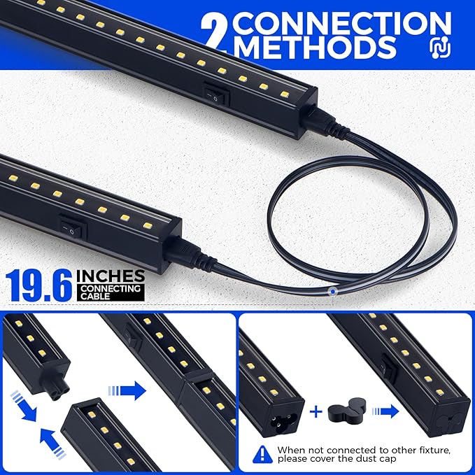 Barrina T5 Grow Lights for Indoor Plants, 2FT 80W(8 x 10W) Black Cover LED Plant Growing Lamp, Full Spectrum Grow Light Strip with Switch, Magnetic Installation, Plug and Play, 5000K, 8 Packs