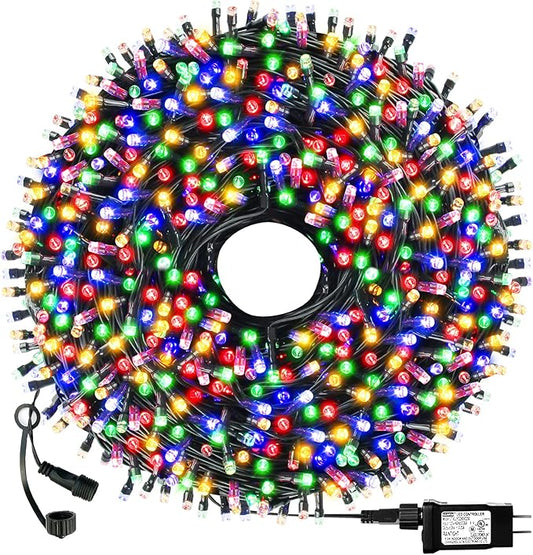 Christmas String Lights End-to-End Plug 8 Modes 108FT 300 LED IP55 Outdoor Waterproof UL Certificated Indoor Fairy Lights Garden Wedding Christma Trees Parties Decoration Multicolor