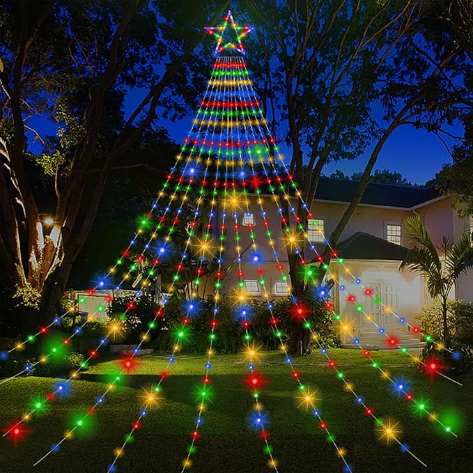 Onory 23FT Christmas Outdoor Waterfall Star String Lights, 860 LEDs, 8 Modes, Waterproof for Yard, Patio, Party Decorations