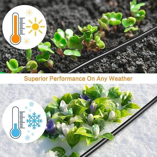 Gardrip 100 Feet 1/4 Inch Drip Irrigation Tubing Kit with 25 Pcs Drip Irrigation Parts: 100 FT Drip Line Distribution Hose with 10 Couplings 10 Tees 5 Plugs for Garden Irrigation Systems