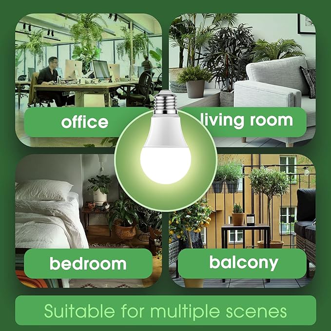 Briignite Grow Light Bulbs, LED Grow Light Bulb A19 Bulb, Full Spectrum Grow Light Bulb, Plant Light Bulbs E26 Base, 11W Grow Bulb 100W Equivalent, Grow Light for Indoor Plants, Seed Starting, 3Pack