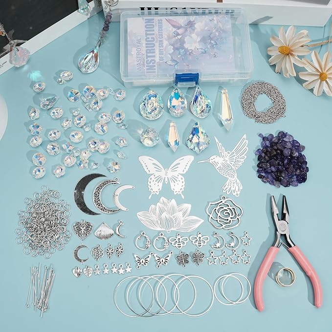 10 Sets DIY Suncatchers 420pcs Sun Catchers Making Supplies Kit Crafts for Adults Hanging Prism Sun Catcher with Crystals Rainbow Maker for Indoor Window Home Wedding Garden Spring Decor (hummingbird)
