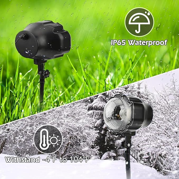 Christmas Snowfall Projector Light, Yokgrass LED Snow Projector Outdoor Holiday Lights IP65 Waterproof with Remote Control Dynamic Falling Snow Effect for Garden, Party, Halloween Landscape Decoration