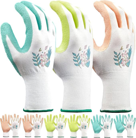 Gardening Gloves for Women,6 Pairs Garden Gloves for Women,Bulk Pack Work Gloves Women Rose Pink Green Aqua Small