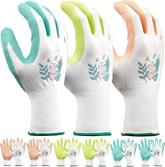 Gardening Gloves for Women,6 Pairs Garden Gloves for Women,Bulk Pack Work Gloves Women Rose Pink Green Aqua Medium
