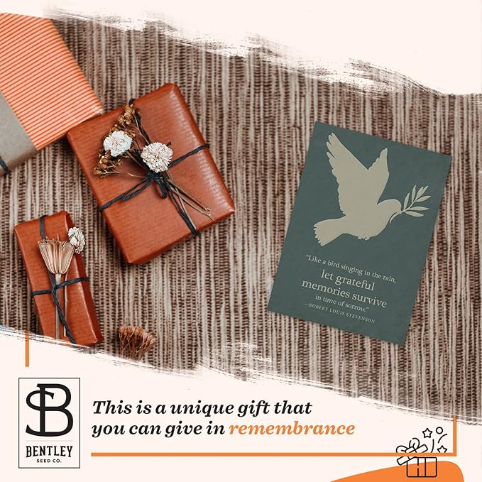Grateful Memories Dove with Bird and Butterfly Mix Seed Favor Packets - Gardening Gifts - Wild Flower Seeds for Planting - Garden or Indoor Plant Flowers - Growing Plants in Memory