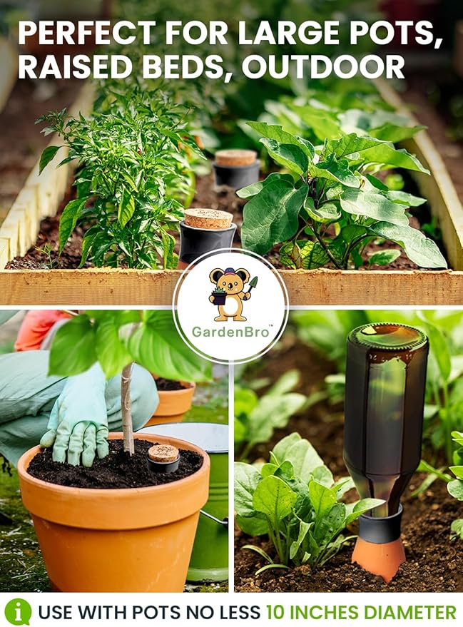 4 Pcs Ollas Terracotta Watering Pots Large- 14 Oz Self Watering Planter Insert Olla Watering System for 1-Week Easy to Refill - Clay Plant Watering Globes for Outdoor & Indoor Plants [4, Black]