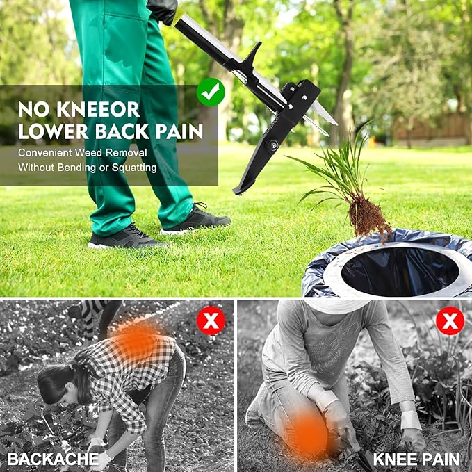 Stand Up Weed Puller Tool,Dandelion Gardening Hand Tools,4-Claw Weeder with 39.4" Handle,Weeder Tool for Yard Long Handle,Easy Weeding Removal Without Bending,Pulling or Kneeling.