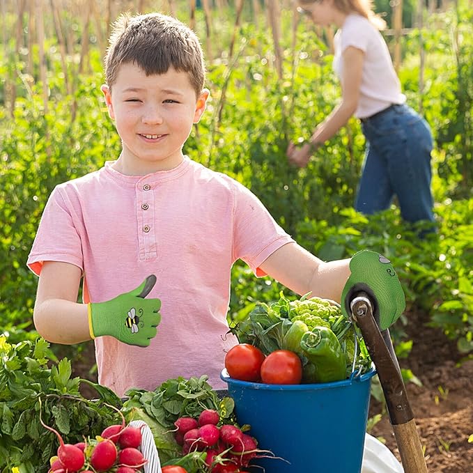6 Pairs Kids Gardening Gloves Yard Work Gloves Children Soft Safety Rubber Coated Gloves for Toddlers Youth Girls Boys Children (Small (Age 3-5))