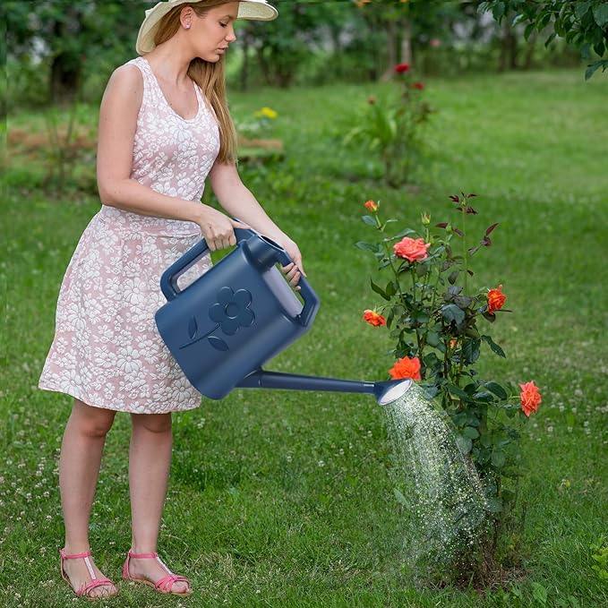 2 Gallon Watering Can for Indoor Plants, Garden Watering Cans for Outdoor Plant House Flower, Modern Plant Watering Can Large Long Spout with Sprinkler Head