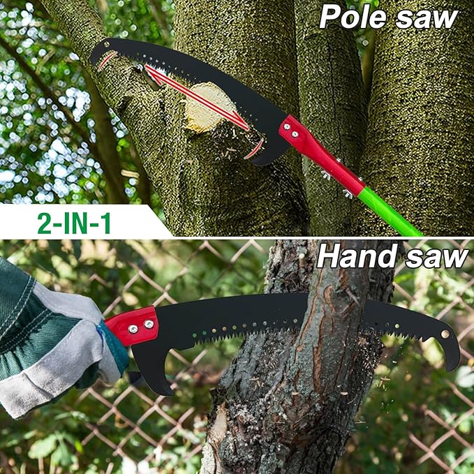 Scalebeard Manual Pole Saw,7.8-26 Ft Extendable Pole Saws for Tree Trimming with Sharp Steel Blade,Lightweight & High Strength Pole Pruner for High Reach Trimming,Palm Tree Maintenance(Bags Included)