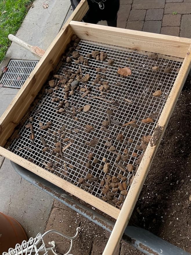 Wood Soil Sifter Metal Dirt Sifter Purpose Garden Sifter Rock Sifter Compost Sifter for Gardening ﻿ (2 Pcs Sifter/Extension Boards)