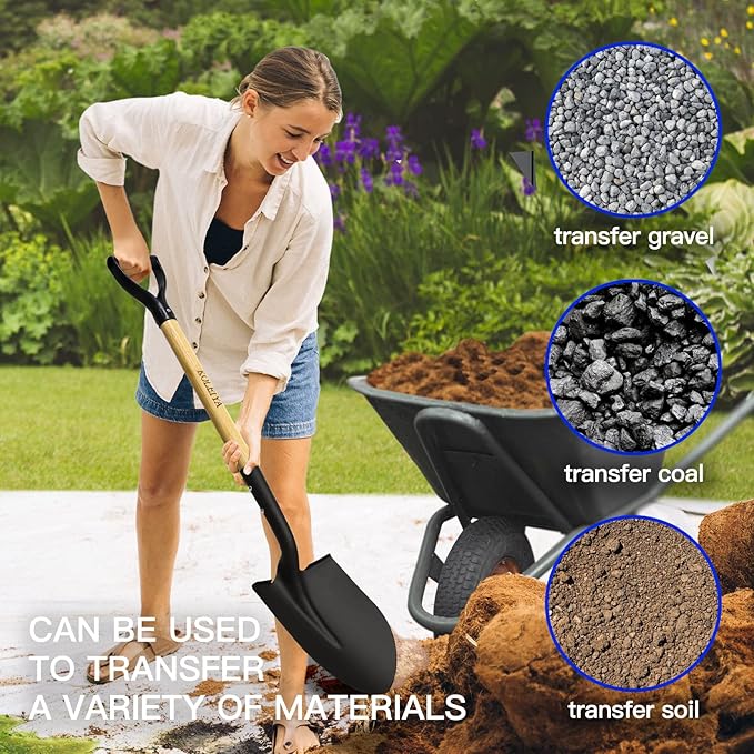 Shovel,Spade Shovels for Digging Gardening Planting Trenching,Metal Shovel with D Handel for Sand Beach Dirt,41inches Short Shovel