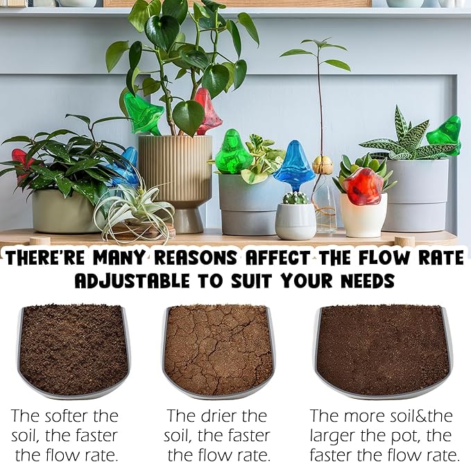 Plant Self Watering Globes Bulbs Planter Insert Automatic Plastic Watering Devices Plant Waterer Spikes for Indoor Outdoor,Self Irrigation System Lasts for 3-4 Weeks