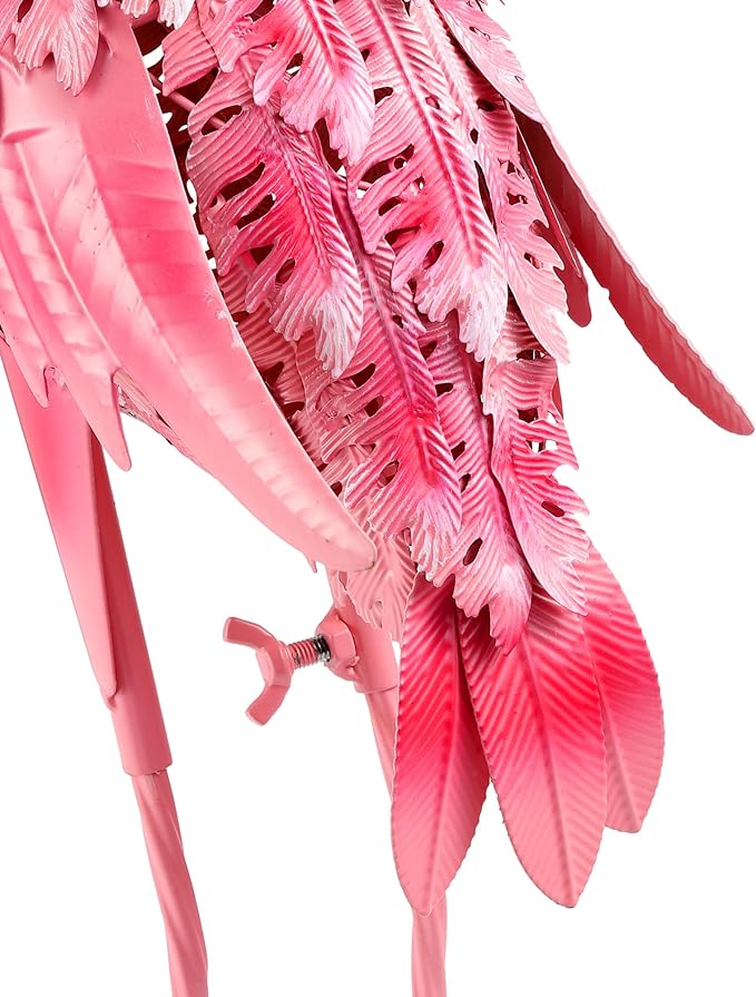 Garden Statues Flamingo Sculptures Metal Yard Art, Pink Bird Art Outdoor Backyard Decor Patio Lawn Porch Ornament Flamingo Yard Decoration (Pink with White)