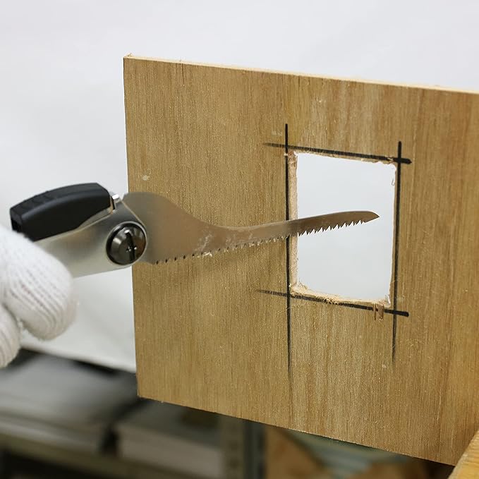 KAKURI Jab Saw Folding 5-1/8", Japanese Pull Saw Foldable Keyhole Saw for Drywall, Wood, Woodworking, Plaster, Wallboard, Plywood, Razor Sharp Japanese Steel Blade, Made in JAPAN