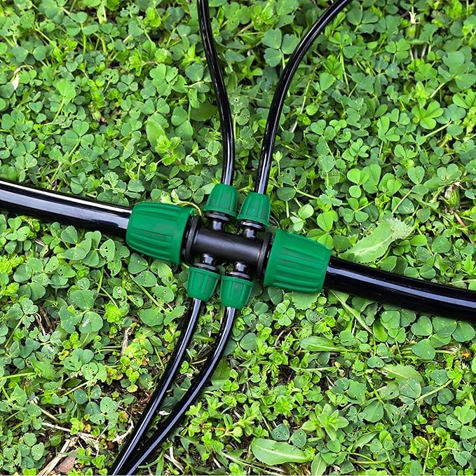 10 Pcs Barbed Tee 1/2 inch Tubing (1/2" ID x0.6-0.63" OD) 16mm to 1/4 inch Irrigation Tube Anti-Drop Quality Fitting (Fits 13mm ID / 4mm ID) (6-way lock Buckle Green)