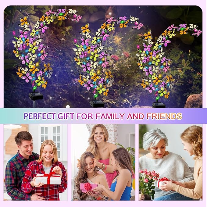 Solar Garden Lights Outdoor, 2 Pack New Sunflower Light for Outside, Solar Willow Vine Light with 46 LED Sunflowers, Waterproof Decor for Yard, Patio, Pathway, Gardening Gifts (2Pack Butterfly)