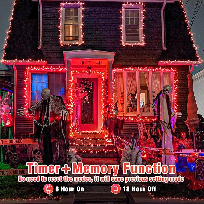 500 LED Red Christmas Lights, 165ft Red String Lights 8 Modes Clear Wire, Connectable Waterproof Plug in Red Twinkle Lights for Tree Bedroom Indoor Outdoor Christmas Decorations