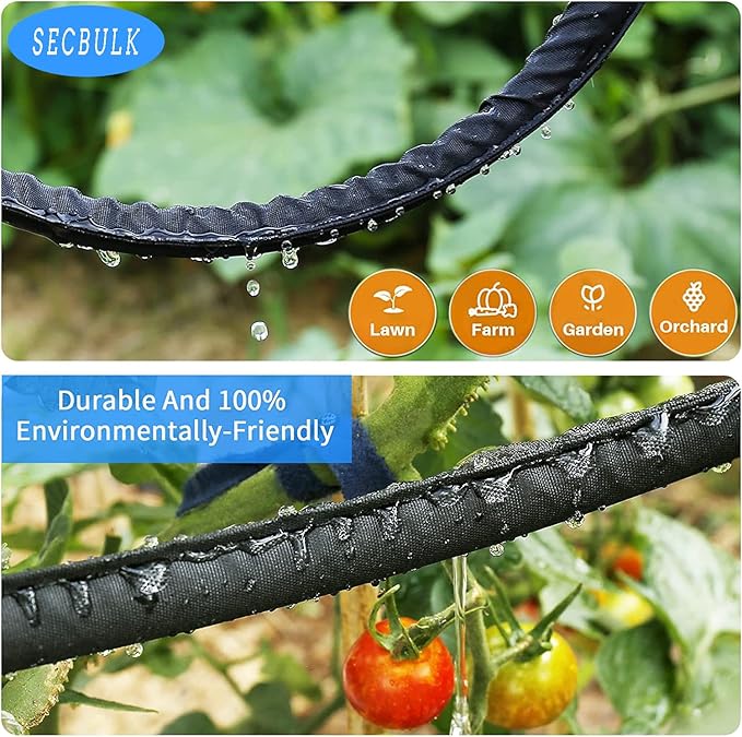 Flat Soaker Hose for Garden Beds 10 25 50 75 ft, 25" Short Linkable Drip Irrigation Hose Save 80% Water, Leakproof Watering Hose with Holes