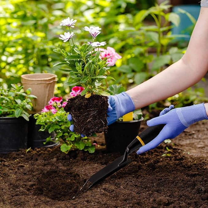 Garden Shovel, LRLXE Heavy-Duty Manganese Steel Super Hard Garden Trowel, Bend-Proof Hand Shovel with Rubber Handle, Garden Trowel Tool for Soil Excavation, Planting and Transplanting (Hand Trowel)