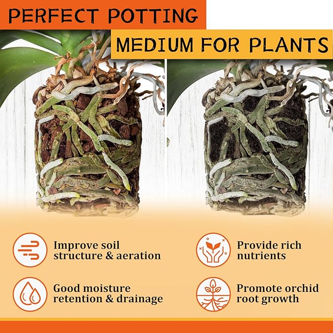 Legigo 10 Quarts Organic Orchid Potting Bark- All Natural Orchid Bark Potting Mix Pine Bark Wood Chips for Houseplant Mulch, Orchid Plants Root Development