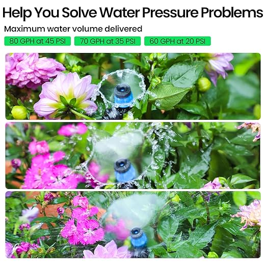 MIXC 25 FT 1/2 Inch Drip Irrigation Tubing Kit:Premium Garden and Landscape Watering System with 2 Quick Connector 4-Way Connector