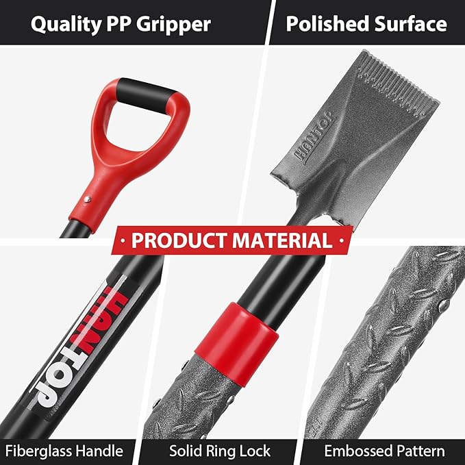 Spade Shovel Garden Flat Shovel Square Point Shovel Trenching Shovel for Digging Gardening Planting Edging, 43 inches