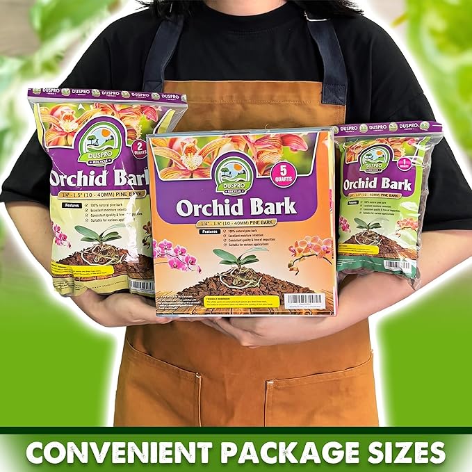 DUSPRO RECYCLE Orchid Bark Bulk, Fine Orchid Bark for Plants, Optimal Texture Bark for Orchids, Ideal Wood Chips for Plants, Plant Bark for Potting, Bark Soil for Plants (5qts, Standard Bark)